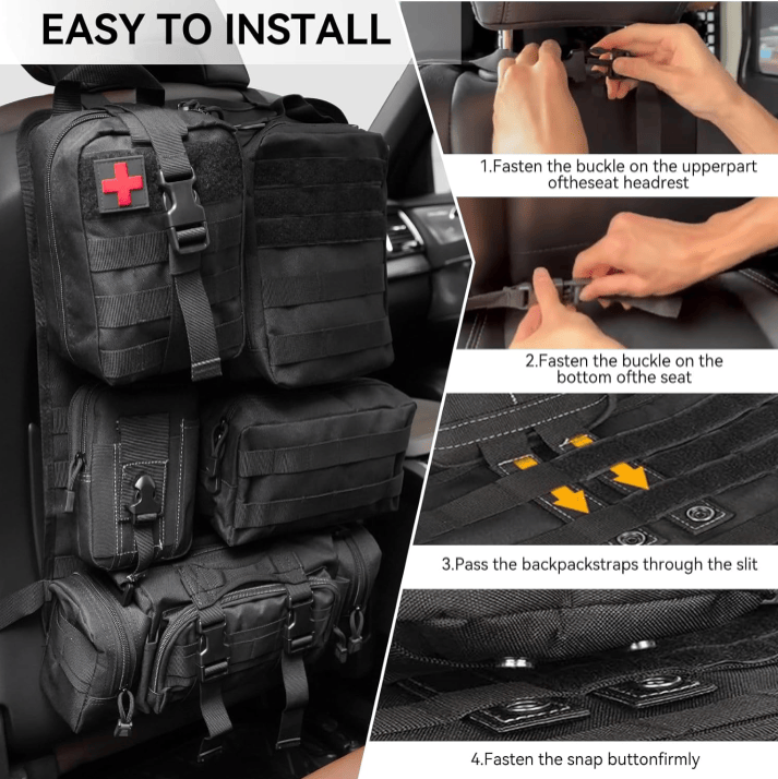 Jimikay Tactische stoel-organizer voor voertuigen, Molle-paneel, opbergtas met 5 afneembare Molle-vakken voor alle voertuigen zoals jeep, SUV, auto, Ford, Chevy, Toyota enz. (model D-zwart Jimikay Tactische stoel-organizer voor voertuigen, Molle-paneel, opbergtas met 5 afneembare Molle-vakken voor alle voertuigen zoals jeep, SUV, auto, Ford, Chevy, Toyota enz. (model D-zwart