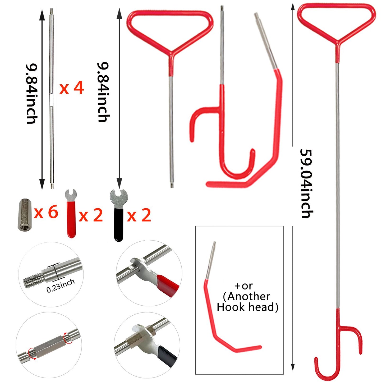 Truck 5th wheel pull hook 1 set - Long distance hook/tool truck emergency hook Tree cleaning hook Red hook trailer box Heavy duty