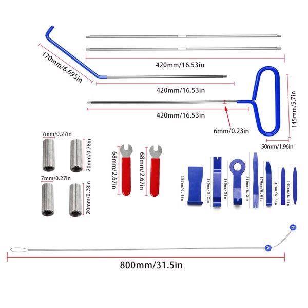 2Kit 22 PCS Tool Sets 67 Inch Long Reach Tool Emergency Tool, Hand Tools and Home.Truck 5th Wheel Hook,Rolling Door Hooks