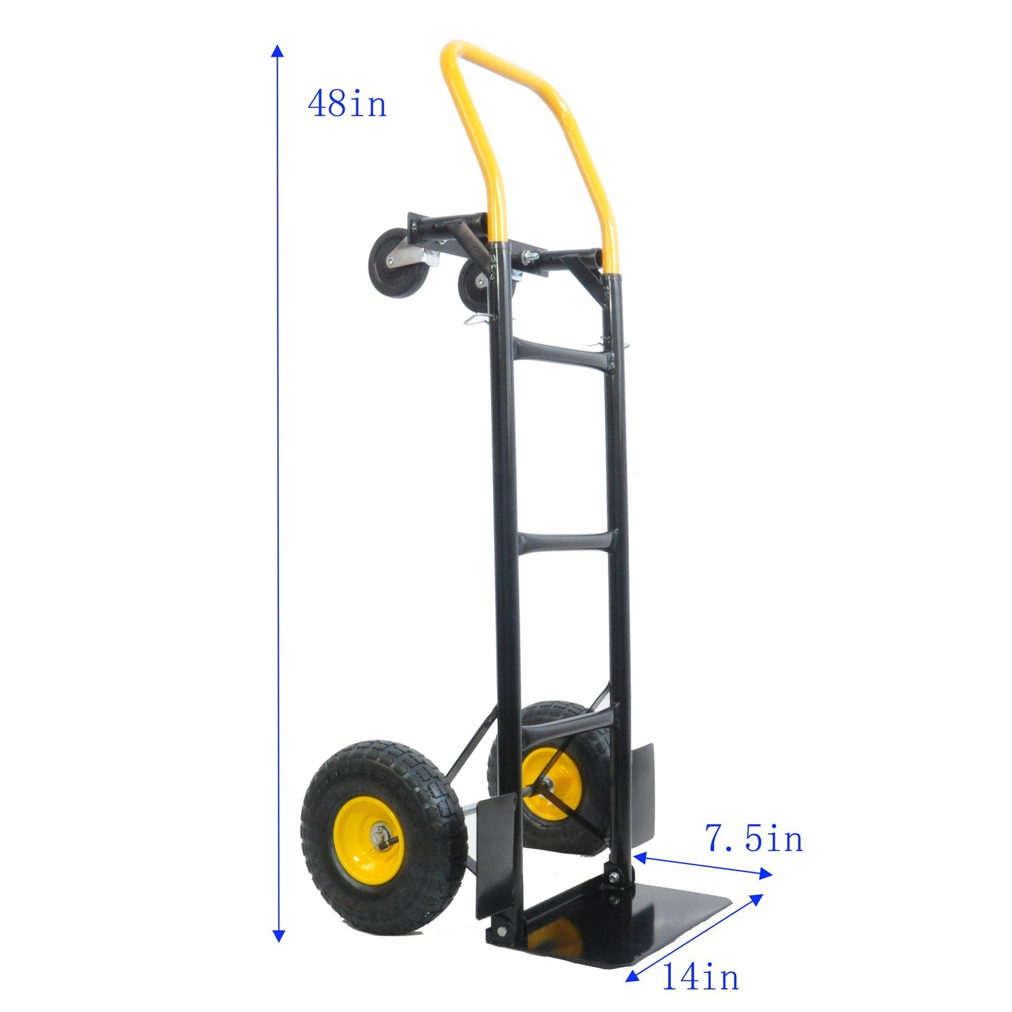 Hand Truck Dual Purpose 2 Wheel Dolly Cart and 4 Wheel Push Cart with Swivel Wheels 330 Lbs Capacity Heavy Duty Platform Cart for Moving/Warehouse/Garden/Grocery