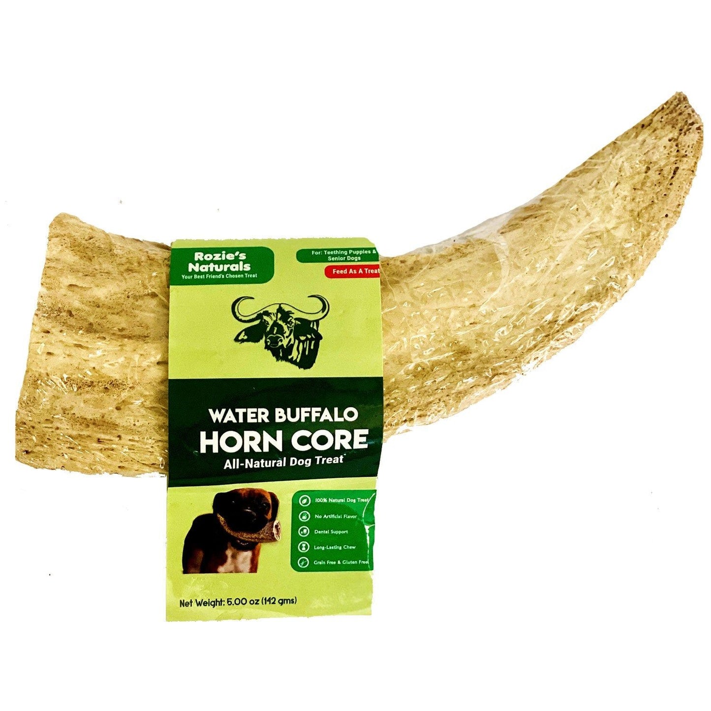 Water Buffalo Horn Core-Horn Inner Part-100% Natural;  High Protein;  Long-Lasting;  Grain-Free;  Gluten-Free;  Low-Fat;  Dog Dental Treats & Chews-2 COUNT-10 oz