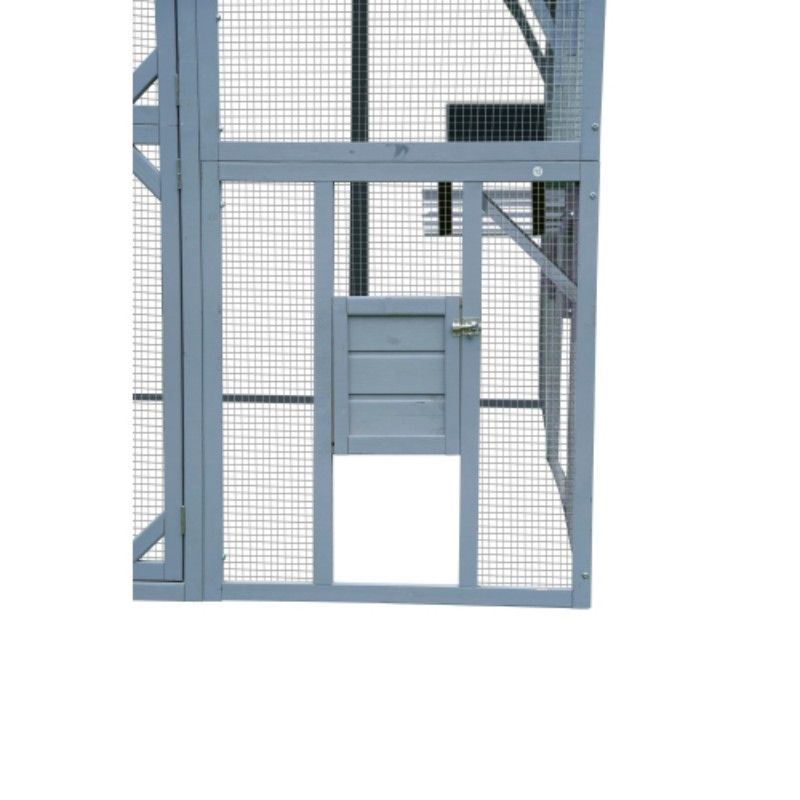 Outdoor Cat House Cat Enclosures 110" Large Kitten Playpen with Platforms,Upgrade Waterproof Cover-Grew&White