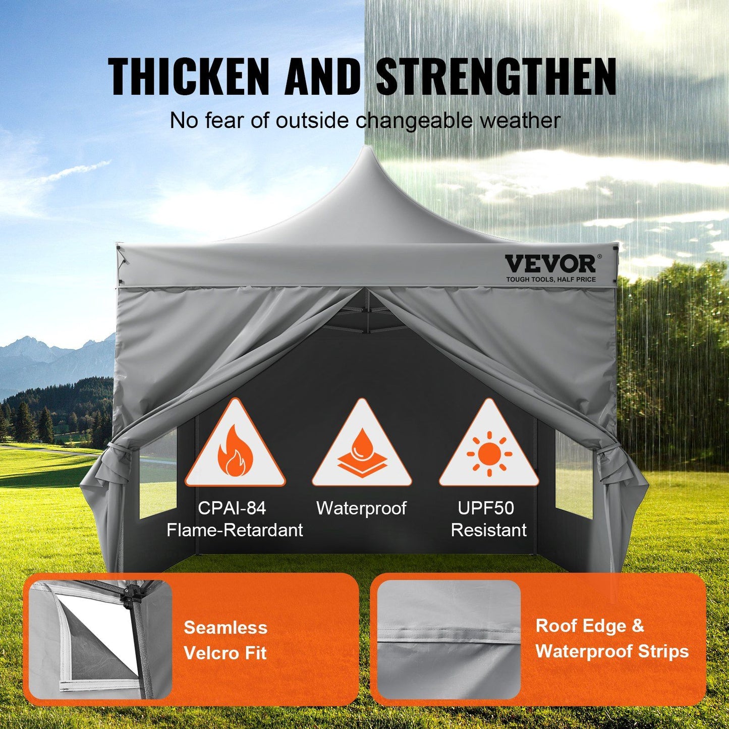 VEVOR 10x10 FT Pop up Canopy with Removable Sidewalls, Instant Canopies Portable Gazebo & Wheeled Bag, UV Resistant Waterproof, Enclosed Canopy Tent for Outdoor Events, Patio, Backyard, Party, Camping