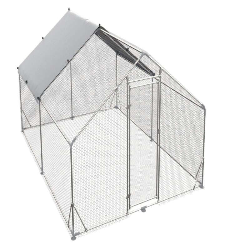 Large Metal Chicken Coop Walk-in Poultry Cage Hen Run House Rabbits Habitat Cage Spire Shaped Coop with Waterproof and Anti-Ultraviolet Cover (13.1' L x 9.8' W x 6.4' H)