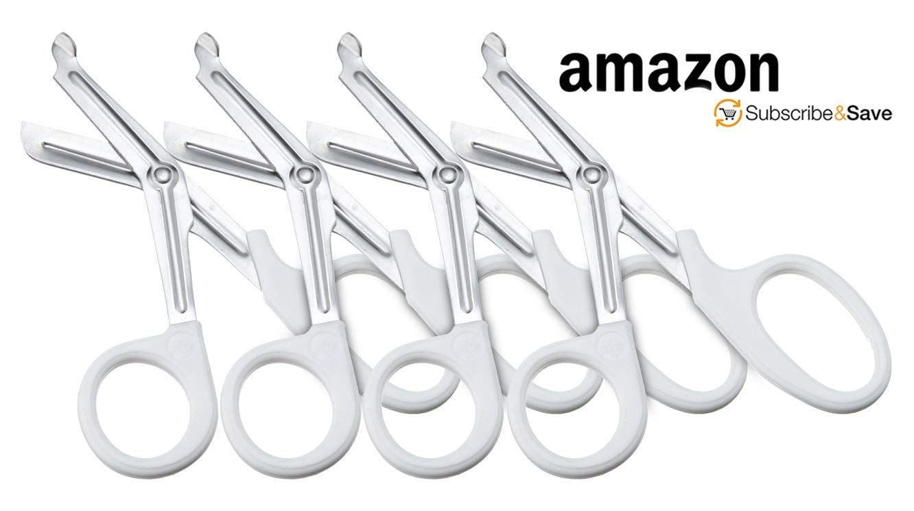 White Trauma Shears 7,25 Inches. Stainless Steel Medical Scissors with Non-Stick Blades. Bandage Scissors for Nurses. Medical Shears for EMT. Emergency Shears. Trauma Shears for Nurses