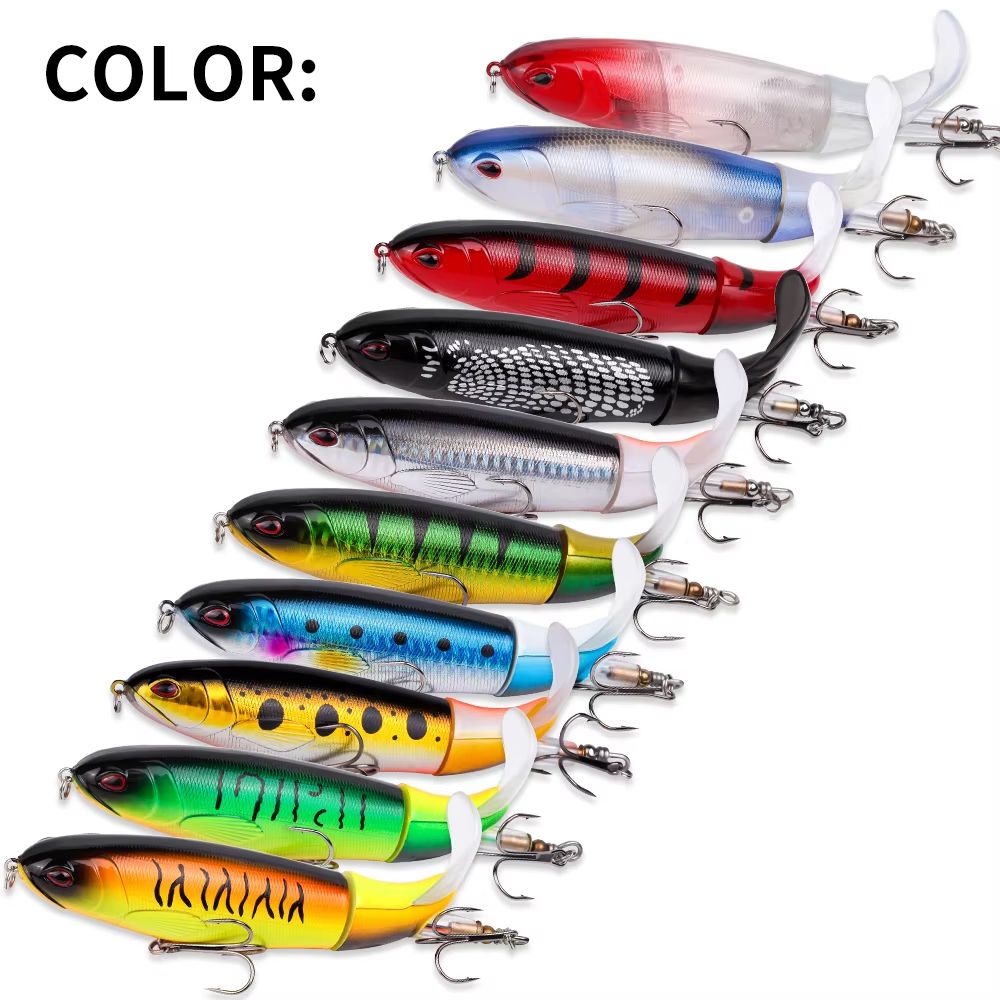 10pcs 1set 35g 14cm Topwater Fishing Lure Kit With Lifelike Swiveling Tail Vibrant Realistic Bait For Freshwater & Saltwater