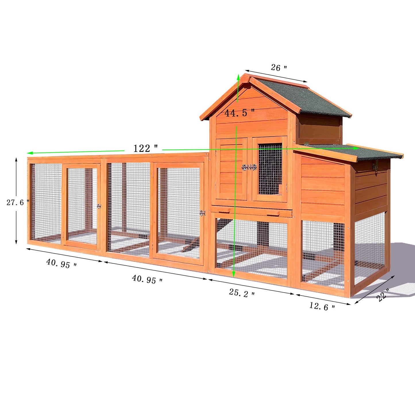 Large Wooden Chicken Coop,Outdoor Hen House with Nest Box ,Wire Fence Poultry Cage