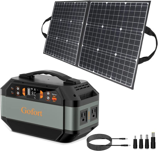 GOFORT 330W Portable Power Station;  299Wh Solar Generator Backup Power Compatible with 100W 18V Portable Solar Panel;  Foldable Solar Charger with USB;  18V DC;  QC 3.0 Output