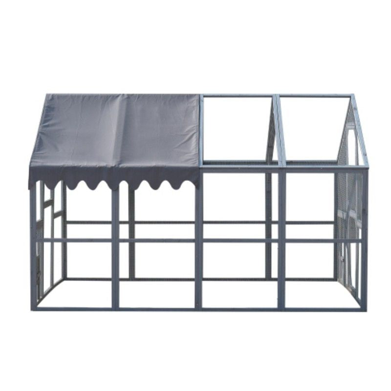 Outdoor Chicken Coop Enclosures 110" Large Kitten Playpen ,Upgrade Waterproof Cover-GREY