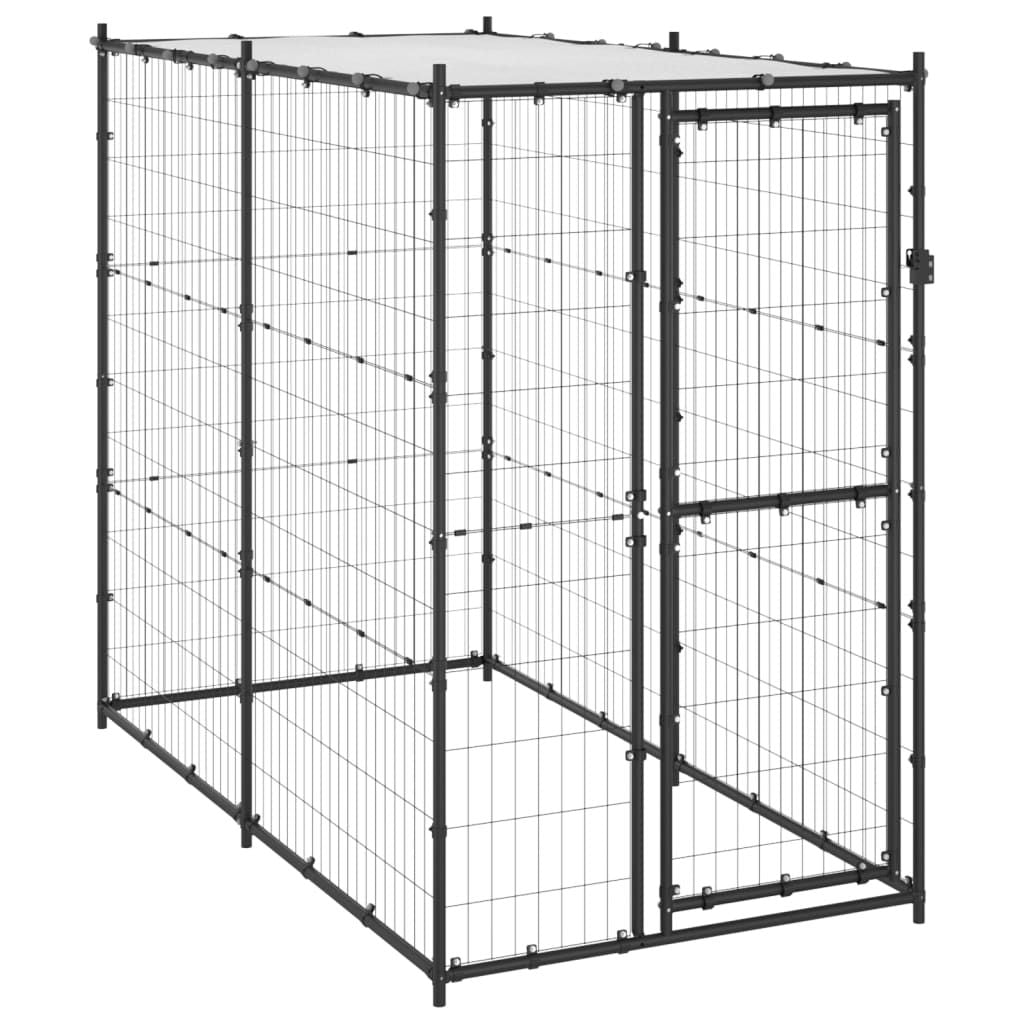 Outdoor Dog Kennel Steel with Roof 43.3