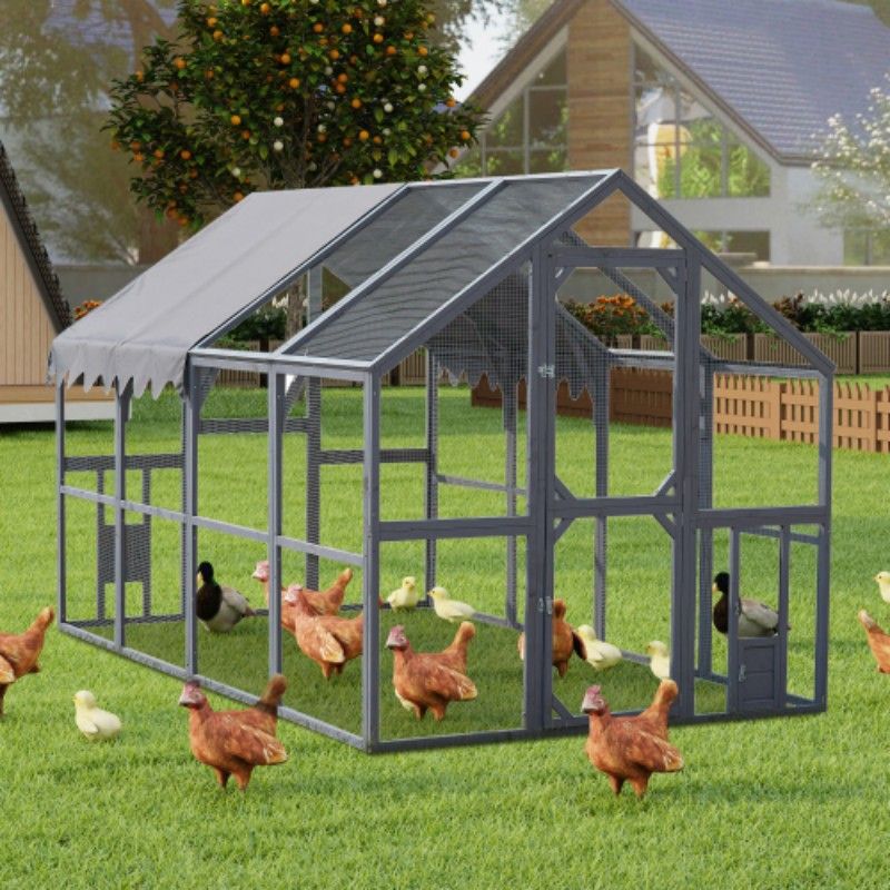 Outdoor Chicken Coop Enclosures 110" Large Kitten Playpen ,Upgrade Waterproof Cover-GREY