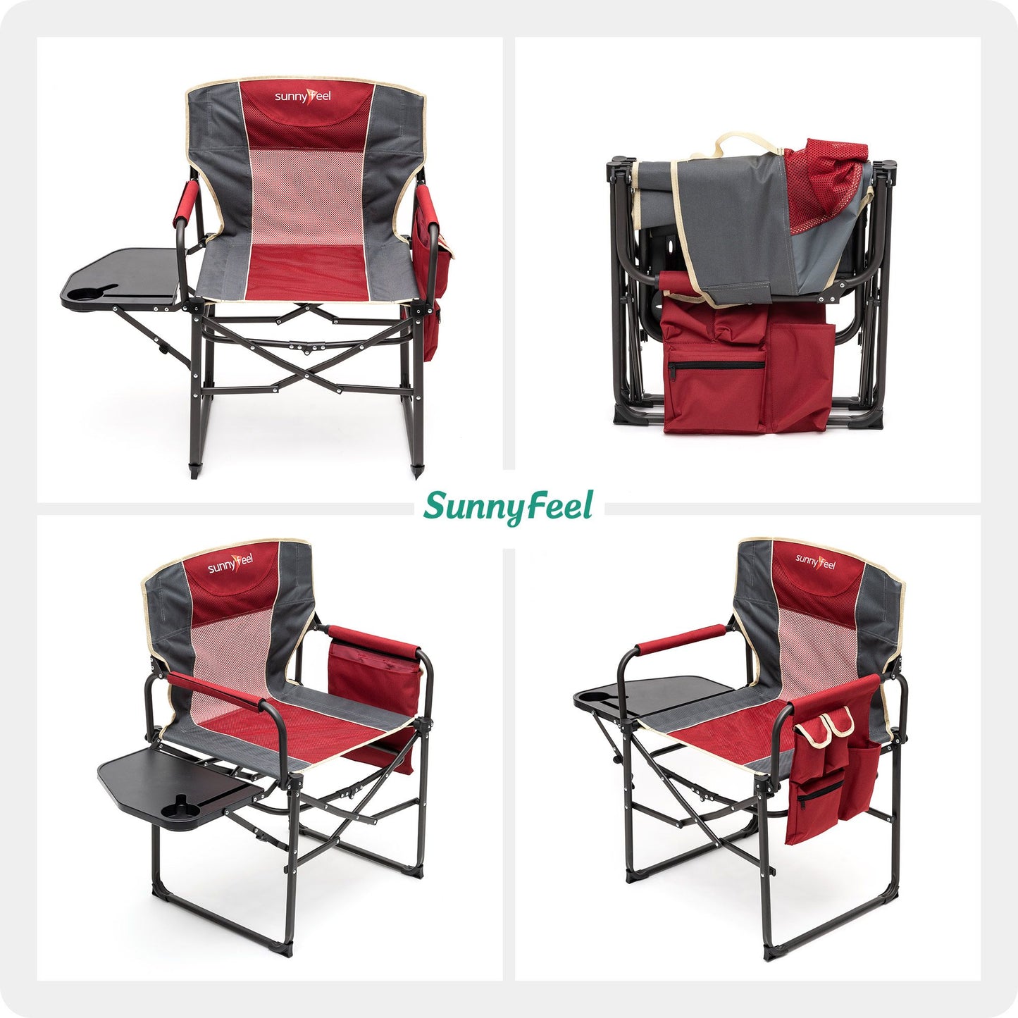 Camping Directors Chair, Heavy Duty,Oversized Portable Folding Chair with Side Table, Pocket for Beach, Fishing,Trip,Picnic,Lawn,Concert Outdoor Foldable Camp Chairs