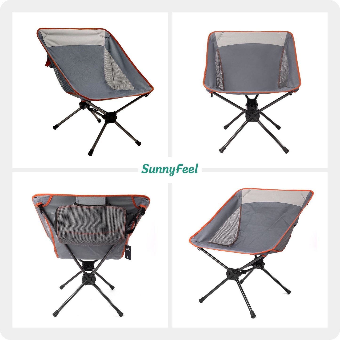 SUNNYFEEL Ultralight Folding Camping Chair, Portable Backpacking Chairs Lightweight, Small Compact Collapsible Camp Chair, Heavy Duty 300 LBS for Outdoor, Hiking, Picnic, Lawn, Beach, Fishing, Travel