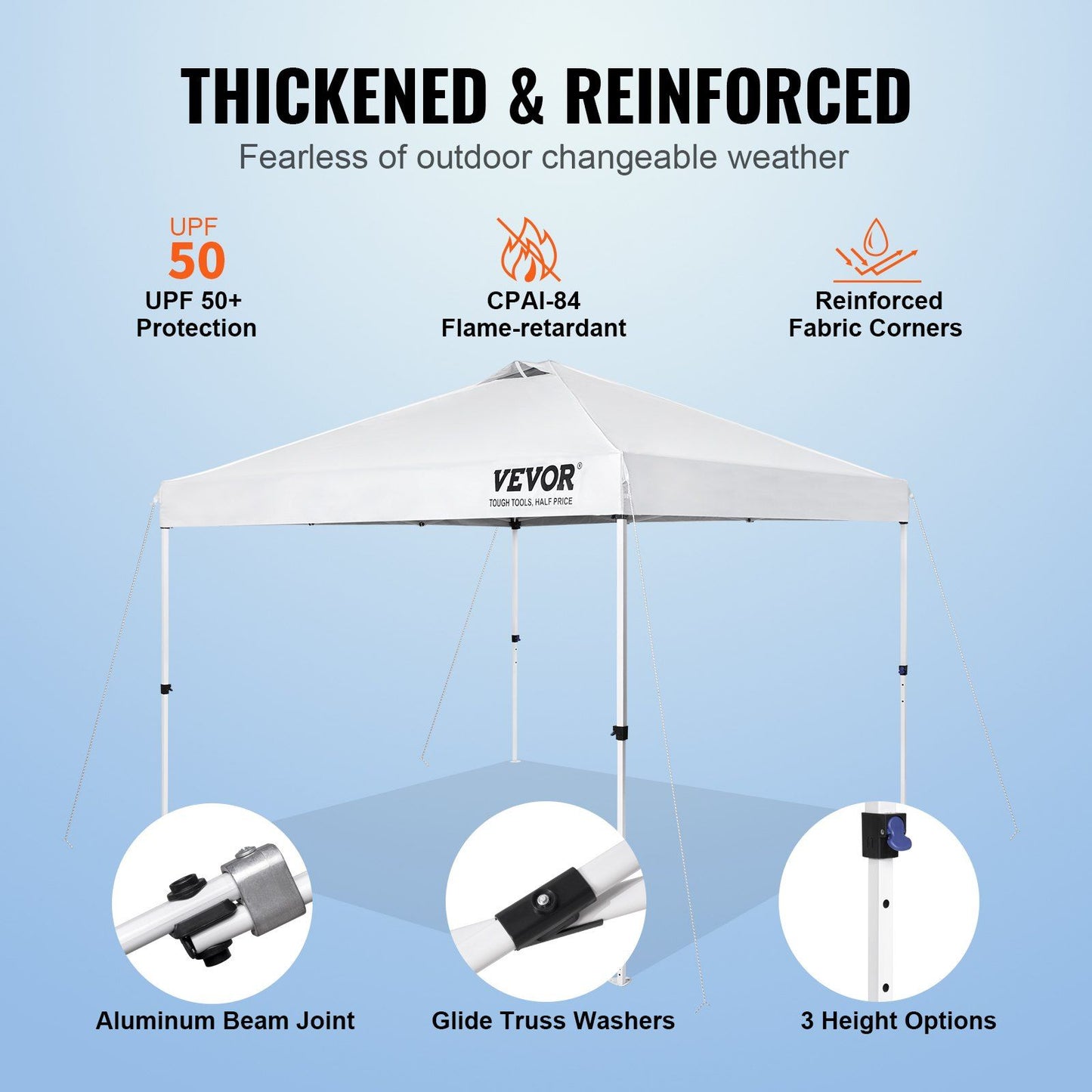 VEVOR Pop Up Canopy Tent, 10 x 10 ft, 250 D PU Silver Coated Tarp, with Portable Roller Bag and 4 Sandbags, Waterproof and Sun Shelter Gazebo for Outdoor Party, Camping, Commercial Events