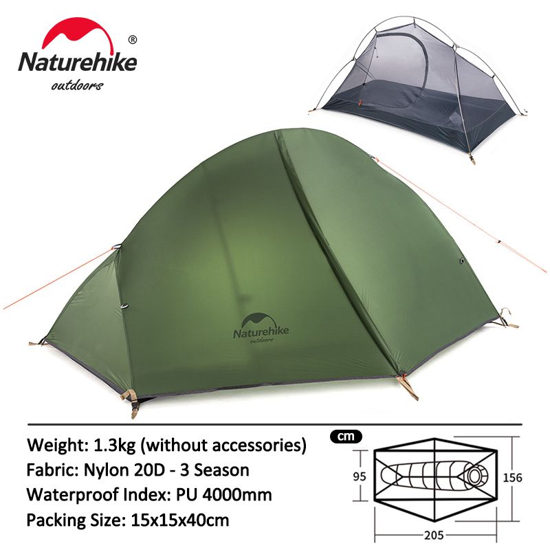 Naturehike Cycling Tent 1 Person Ultralight Backpacking Tent Double Layer Fishing Beach Tent Outdoor Travel Hiking Camping Tent