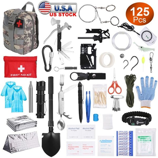 125 in 1 Survival Kit for SOS Emergency Tactical Hiking Hunting Disaster Camping Adventures