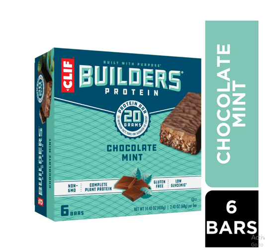 CLIF Builders - Chocolate Mint Flavor - Plant Based Protein Bars - Gluten Free - Non-GMO - Low Glycemic - 20g Protein - 2.4 oz. (6 Pack)