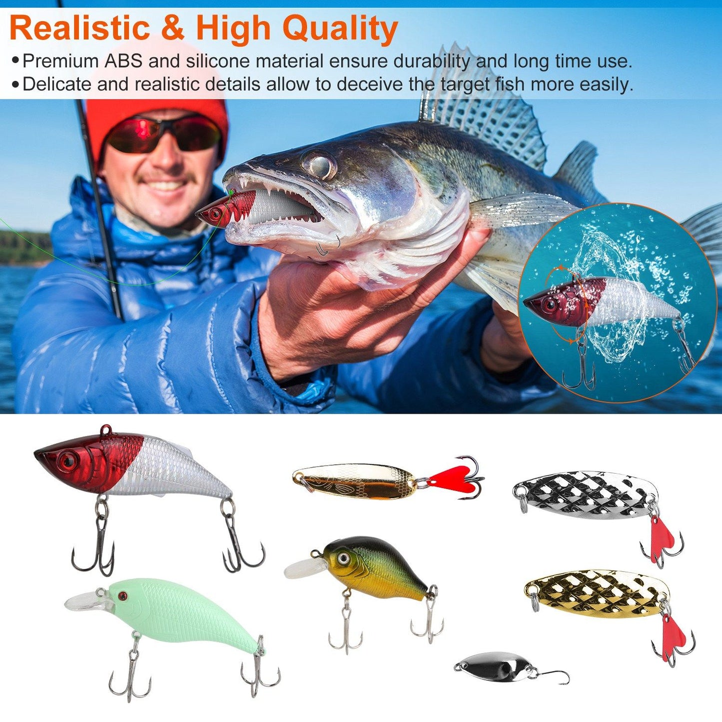 94Pcs Fishing Lures Kit Soft Plastic Fishing Baits Set with Soft Worms Frog Crankbaits Tackle Box for Freshwater and Saltwater to Bait Bass Trout Salmon