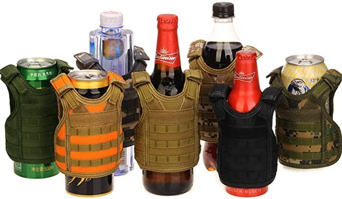 Adjustable Mini Beer Vest Military Bottle Beverage Cooler Holder for 12oz or 16oz Cool Bottle Decoration; 1 PC