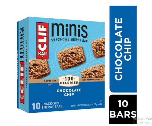 CLIF BAR Minis - Chocolate Chip - Made with Organic Oats - 4g Protein - Non-GMO - Plant Based - Snack-Size Energy Bars - 0.99 oz. (10 Pack)