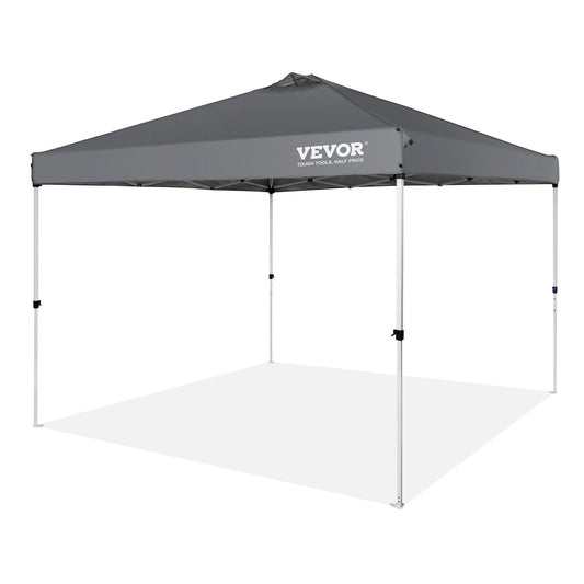 VEVOR Pop Up Canopy Tent, 10 x 10 ft, 250 D PU Silver Coated Tarp, with Portable Roller Bag and 4 Sandbags, Waterproof and Sun Shelter Gazebo for Outdoor Party, Camping, Commercial Events