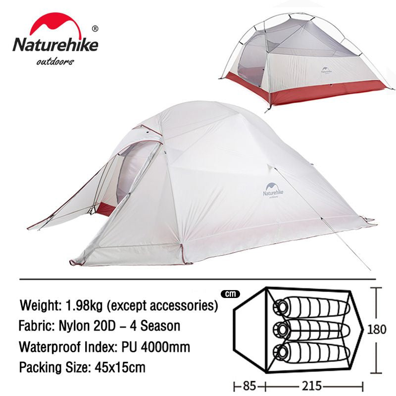 Naturehike Cloud Up 1 2 3 People Tent Ultralight 20D Camping Tent Waterproof Outdoor Hiking Travel Tent Backpacking Cycling Tent