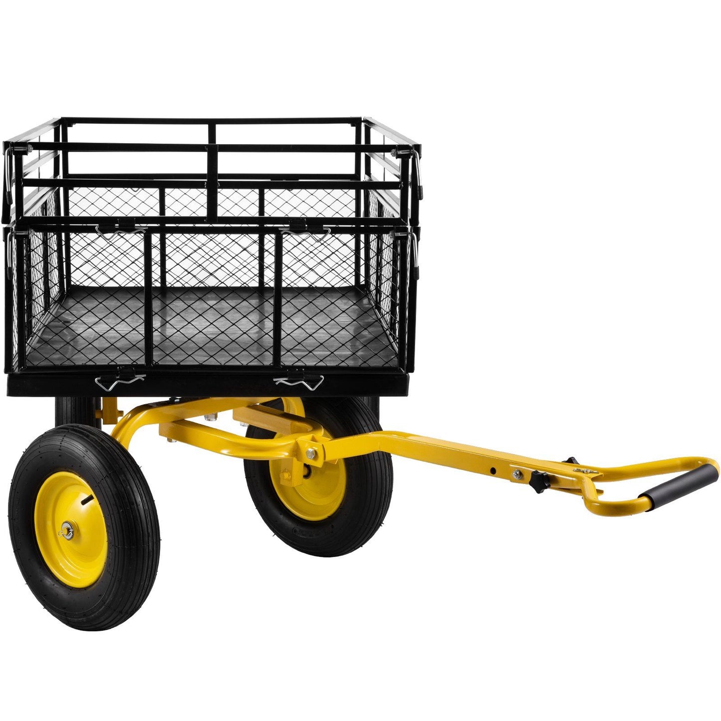 VEVOR Steel Garden Cart, Heavy Duty 1400 lbs Capacity, with Removable Mesh Sides to Convert into Flatbed, Utility Metal Wagon with 2-in-1 Handle and 15 in Tires, Perfect for Garden, Farm, Yard