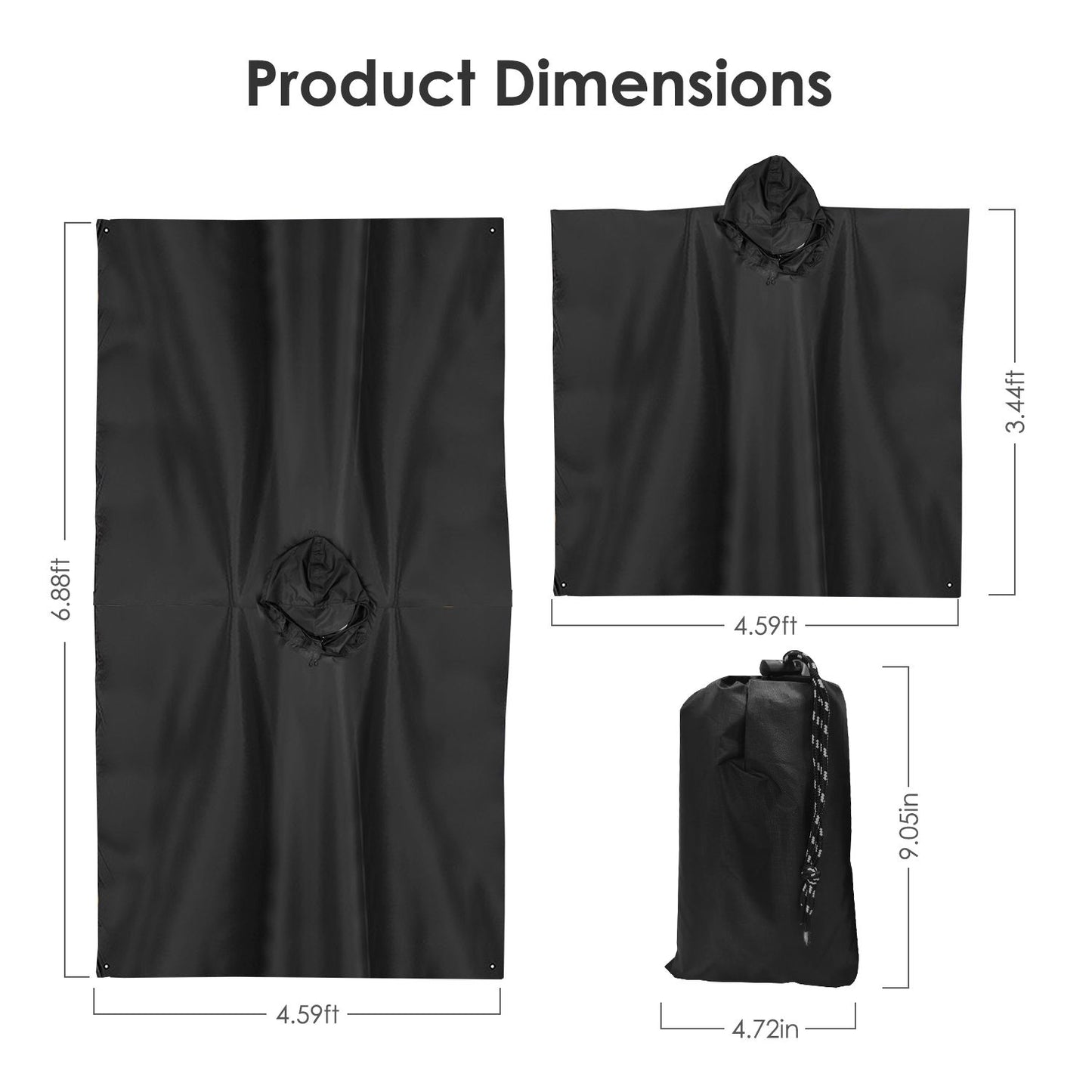 Unisex Hooded Rain Poncho With Pocket For Adult 3-in-1 Waterproof Poncho Raincoat With Hood Sleeve Brim Lightweight Portable Rain Poncho For Hiking Camping Fishing Emergency