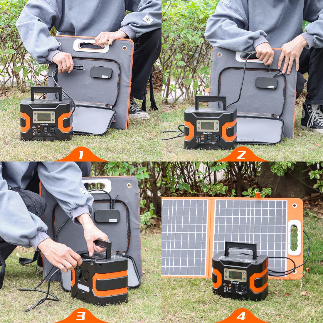 200W Peak Power Station, Flashfish CPAP Battery 166Wh 45000mAh Backup Power Pack  With 60W 18V Portable Solar Panel, FLASHFISH Foldable Solar Charger