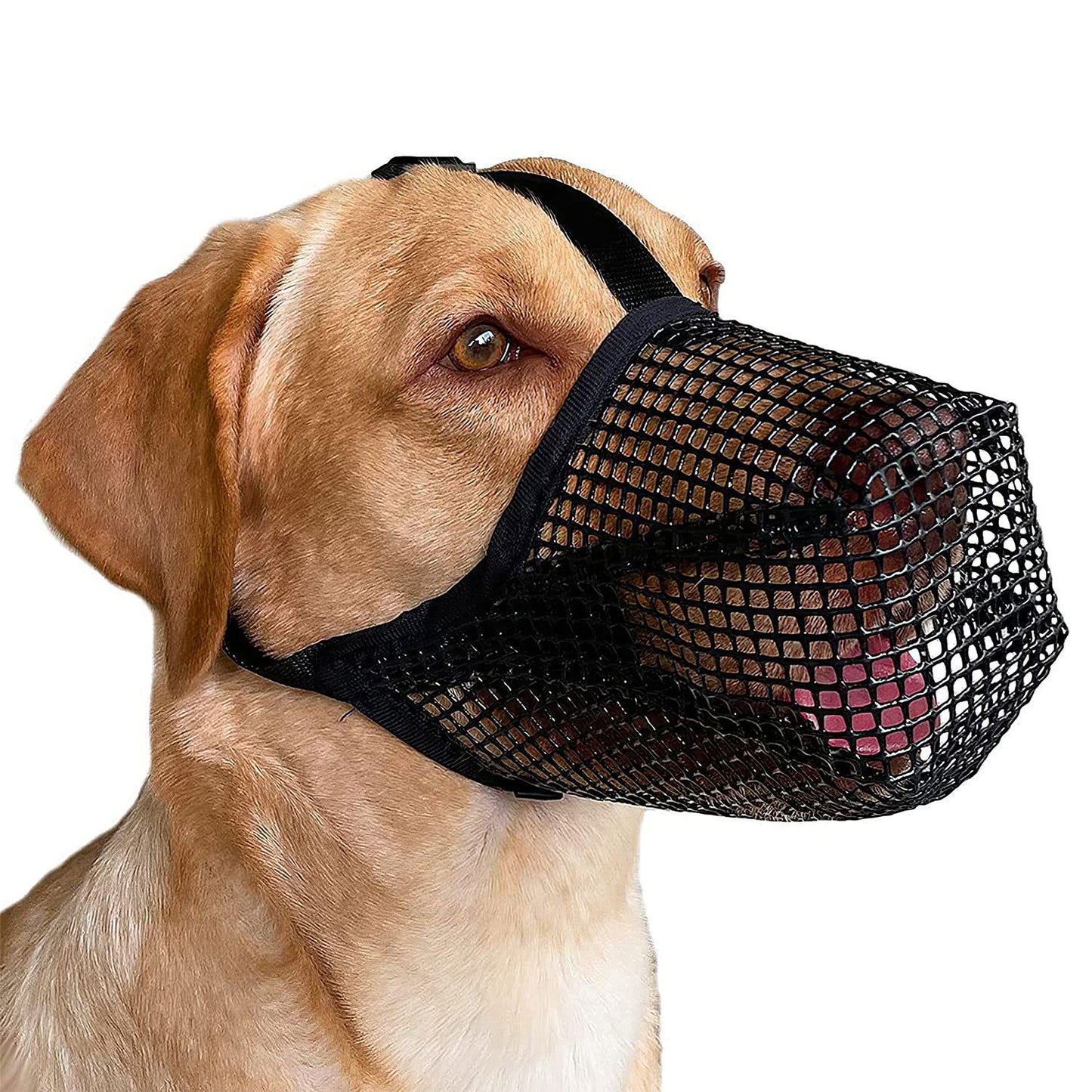 Pet Muzzle Mask Soft Mesh Muzzle Adjustable Dog Mouth Cover with Breathable Mesh Adjustable Neck Forehead Strap