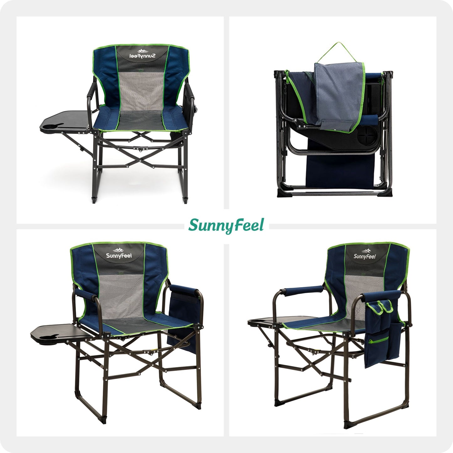 Camping Directors Chair, Heavy Duty,Oversized Portable Folding Chair with Side Table, Pocket for Beach, Fishing,Trip,Picnic,Lawn,Concert Outdoor Foldable Camp Chairs