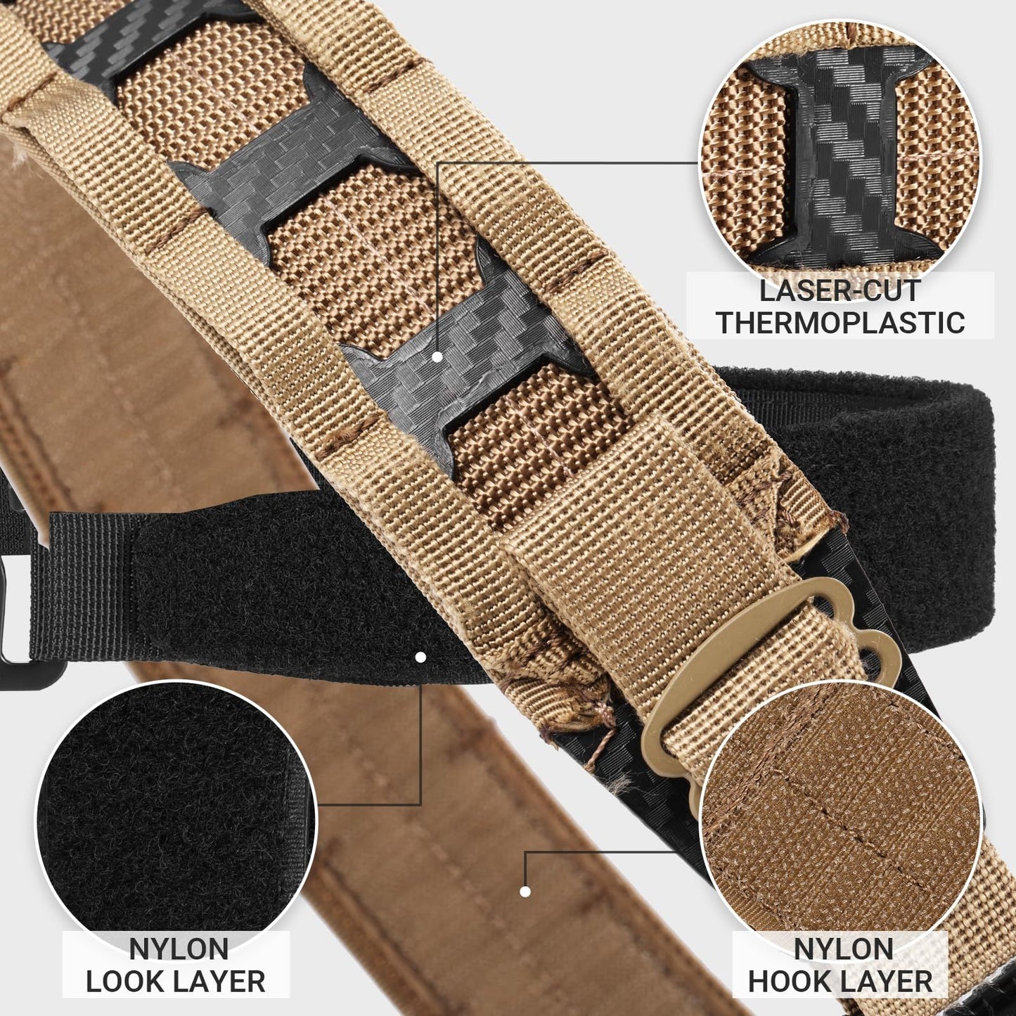 Tactical Belt MOLLE Battle Belt With Quick Release Buckle, Low Profile Laser-Cut Battle Belt For Range