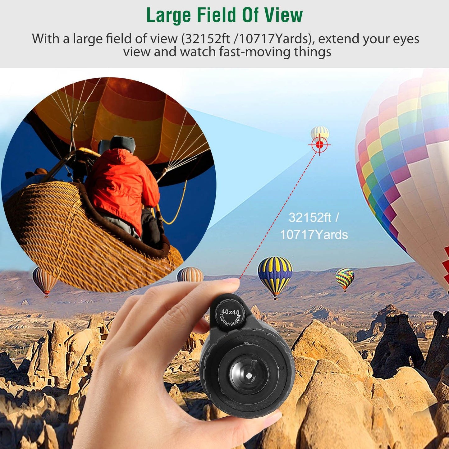 40x40 HD Optical Monocular Telescope w/ FMC Lens Low Light Vision Scope Phone Holder Tripod Compass