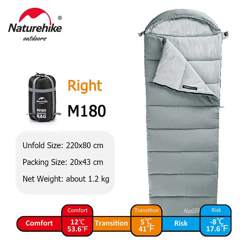 Naturehike Sleeping Bag M180 Lightweight Sleeping Bag M300 Double Camping Sleeping Bag M400 Machine Washable Winter Sleeping Bag