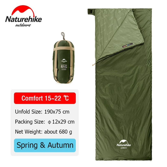 Naturehike Camping Sleeping Bag LW180 Envelope Portable Outdoor Hiking Ultralight Waterproof Backpacking Cotton Sleeping Bag