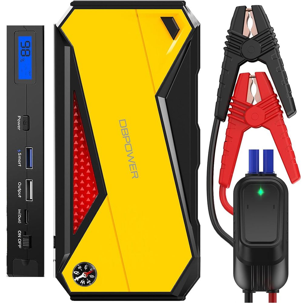 DBPOWER 800A 18000mAh Portable Car Jump Starter (up to 7.2L Gas, 5.5L Diesel Engine) Battery Booster with Smart Charging Port (Storage Temperature 95°F)