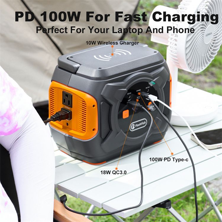 320W Portable Power Station;  Flashfish 292Wh 80000mAh Solar Generator Backup Power With LASHFISH 18V/100W Foldable Solar Panel;  Portable Solar Charger