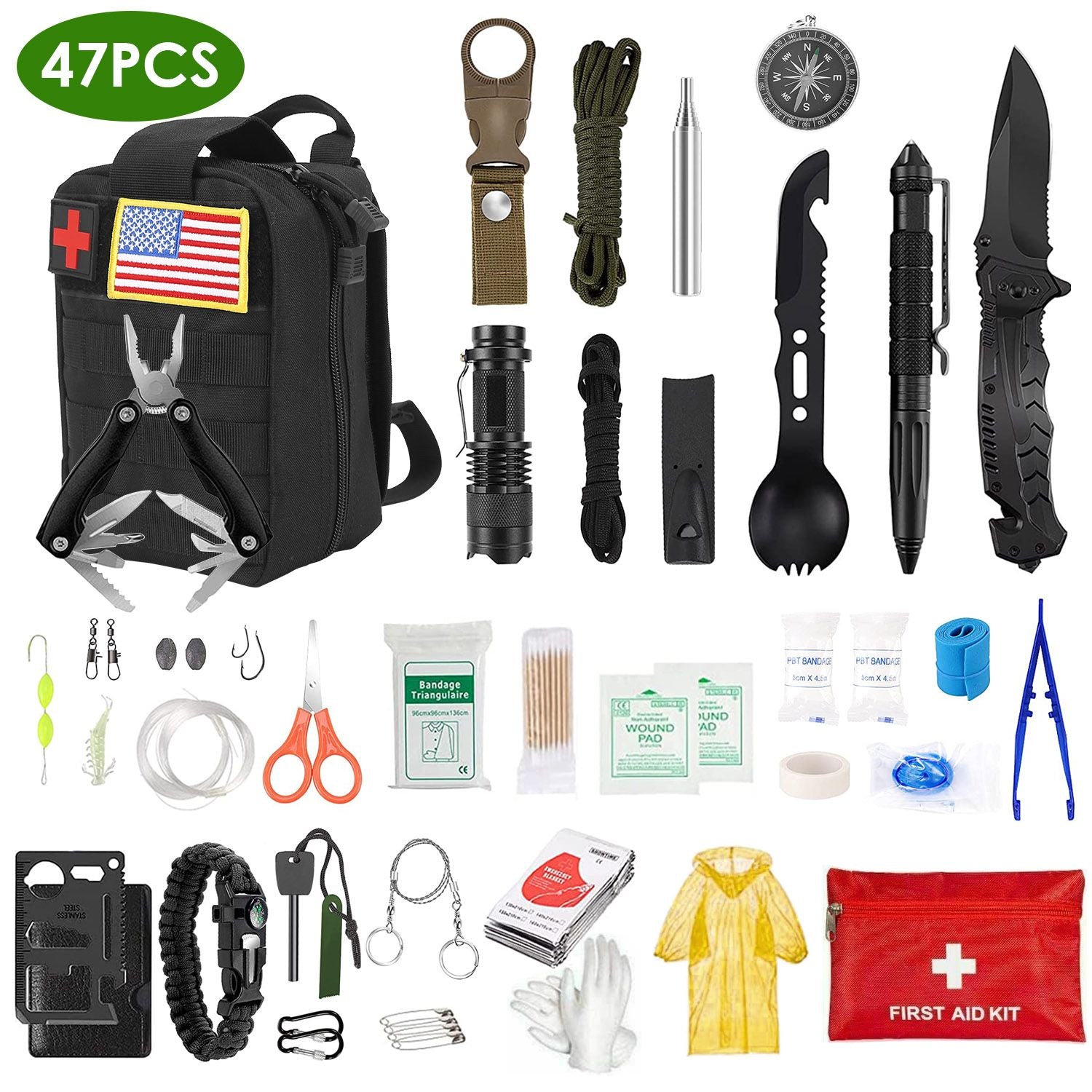 47 Piece Emergency Survival Kit Survival EDC Gear Equipment Tool