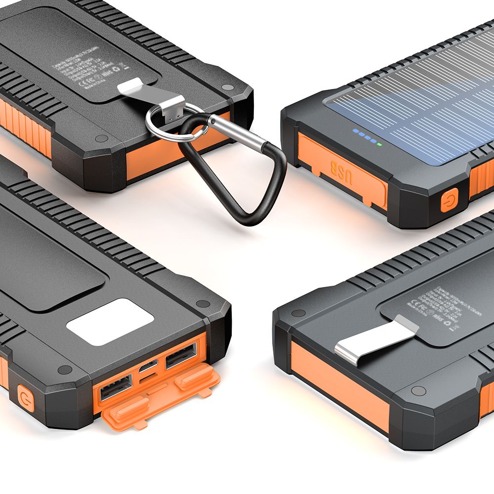 Solar-Powered Portable Charger With Built-In Light, Featuring An 8000mAh High-Capacity Battery Pack, Capable Of Solar Charging And Illumination, Compatible With IPhone