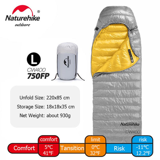 Naturehike cw400 Sleeping Bag Lightweight Goose Down Winter Warm Sleeping Bag Ultralight Outdoor Hiking Camping Travel Equipment