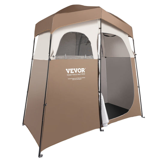 VEVOR Camping Shower Tent, 83" x 42" x 83" 2 Rooms Oversize Outdoor Portable Shelter, Privacy Tent with Detachable Top, Pockets, Hanging Rope and Clothesline, for Dressing, Changing, Toilet, Bathroom