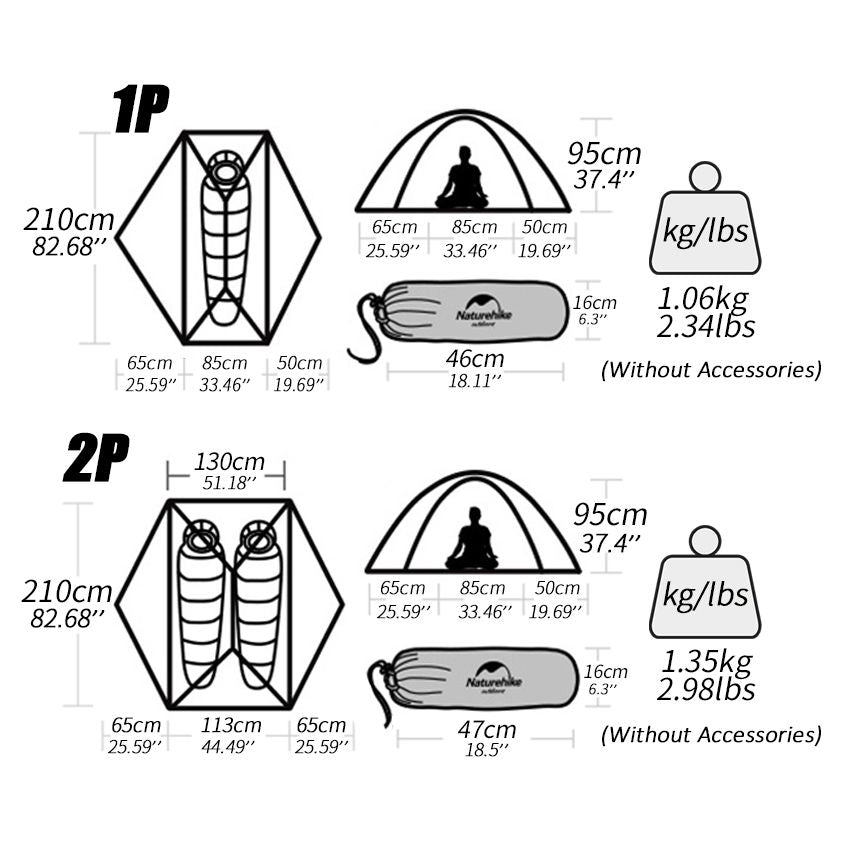 Naturehike Tent VIK Ultralight Single Tent Waterproof Camping Tent Outdoor Hiking Tent 1 People 2 People Travel Cycling Tent