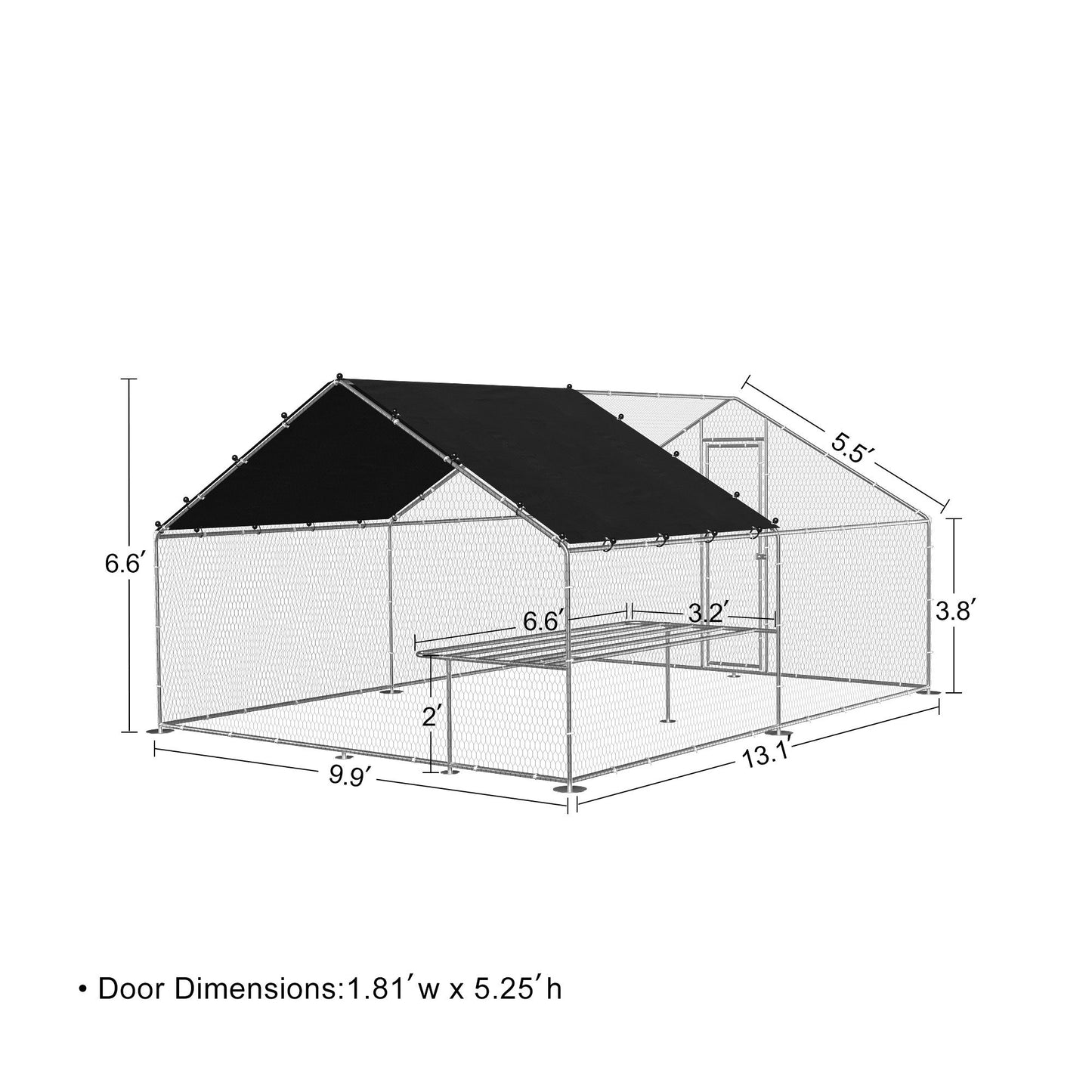 Large metal chicken coop, walk-in chicken coop, galvanized wire poultry chicken coop, rabbit duck coop with waterproof and UV protection cover for outdoor, backyard and farm. 9.8' W x 13.1' L x 6.6' H