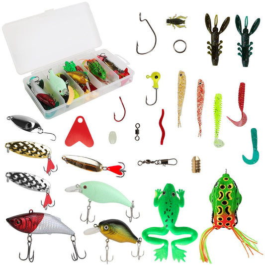 94Pcs Fishing Lures Kit Soft Plastic Fishing Baits Set with Soft Worms Frog Crankbaits Tackle Box for Freshwater and Saltwater to Bait Bass Trout Salmon