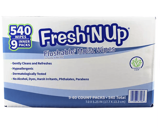 Fresh'N Up Flushable Wipes, Fresh Scent, 9 ct., 540 wipes