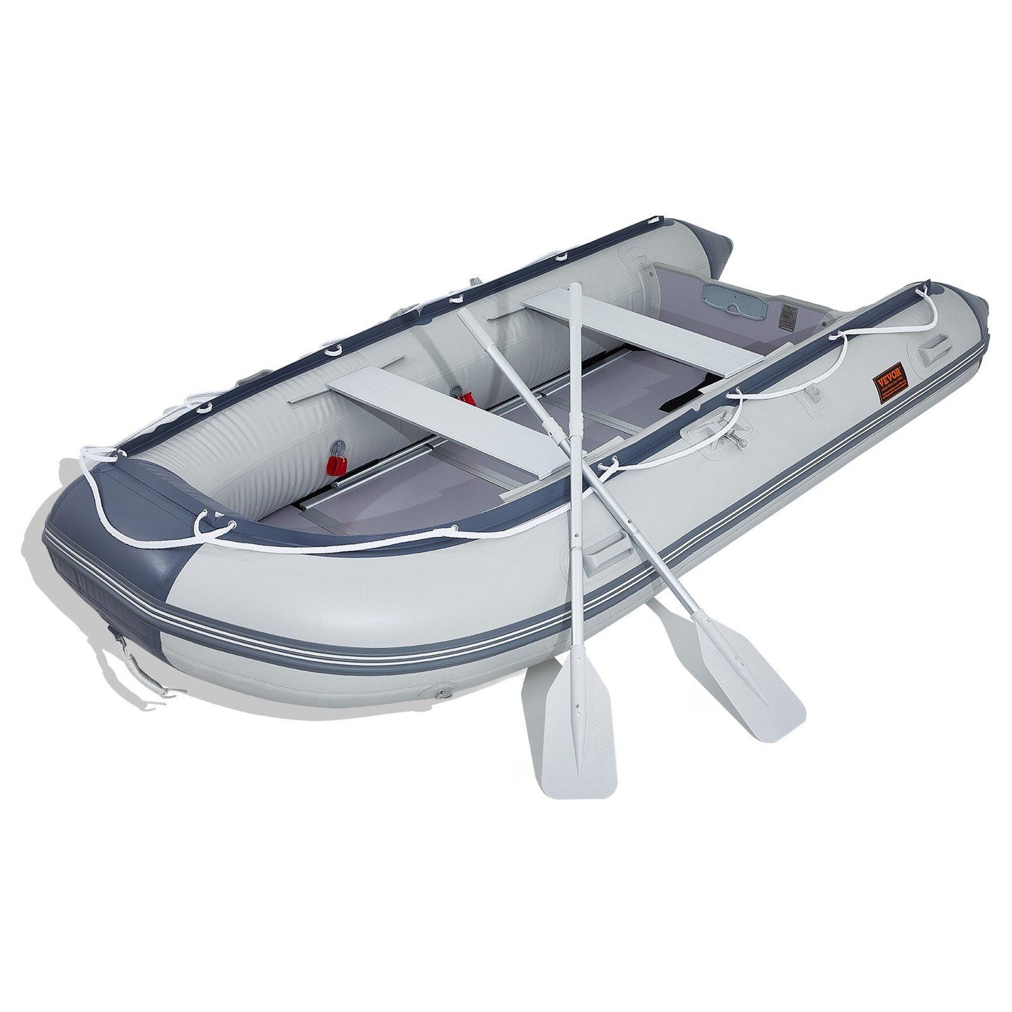 VEVOR Inflatable Dinghy Boat, 6-Person Transom Sport Tender Boat, with Marine Wood Floor and Adjustable Aluminum Bench, 1500 lbs Inflatable Fishing Boat Raft, Aluminum Oars, Air Pump, and Carry Bag