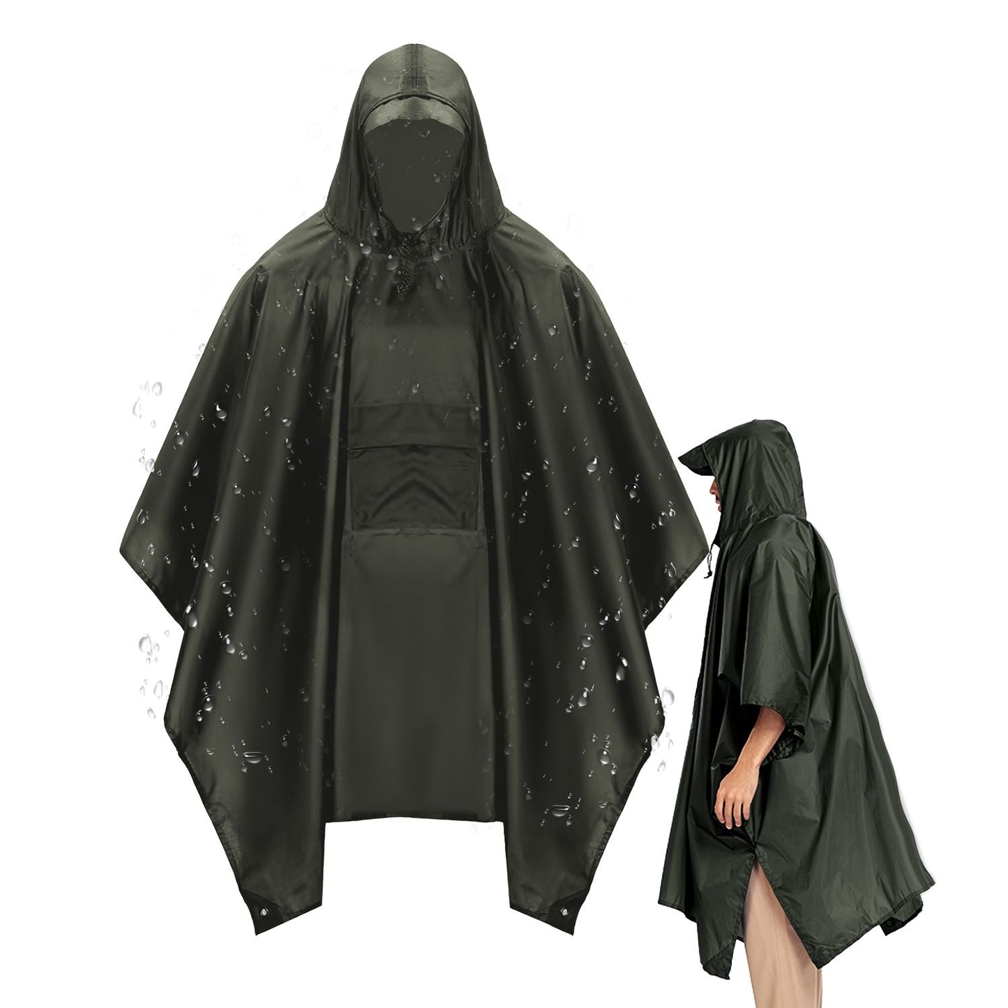 Unisex Hooded Rain Poncho With Pocket For Adult 3-in-1 Waterproof Poncho Raincoat With Hood Sleeve Brim Lightweight Portable Rain Poncho For Hiking Camping Fishing Emergency