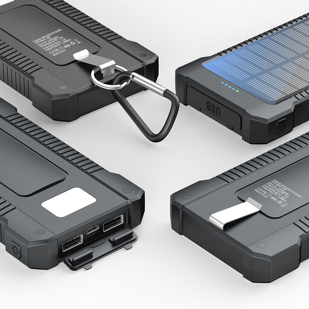 Solar-Powered Portable Charger With Built-In Light, Featuring An 8000mAh High-Capacity Battery Pack, Capable Of Solar Charging And Illumination, Compatible With IPhone