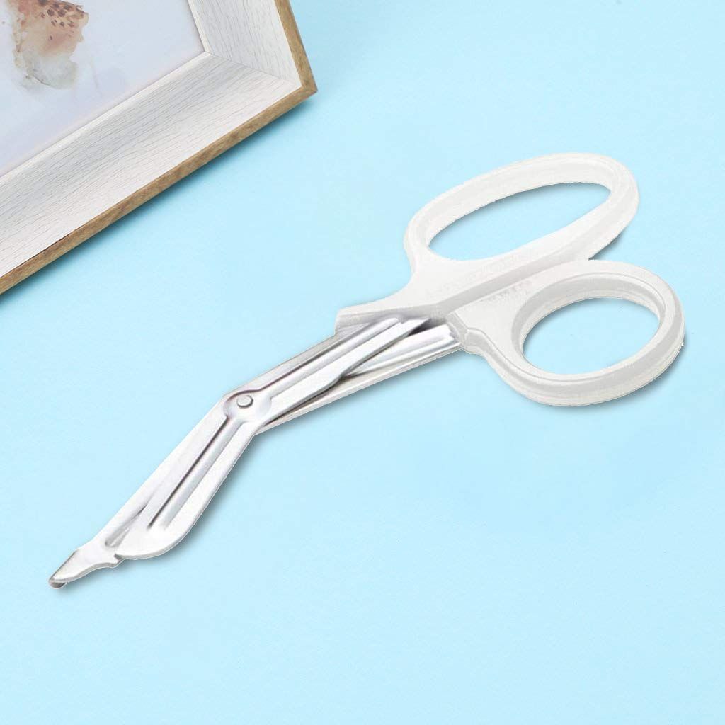 White Trauma Shears 7,25 Inches. Stainless Steel Medical Scissors with Non-Stick Blades. Bandage Scissors for Nurses. Medical Shears for EMT. Emergency Shears. Trauma Shears for Nurses