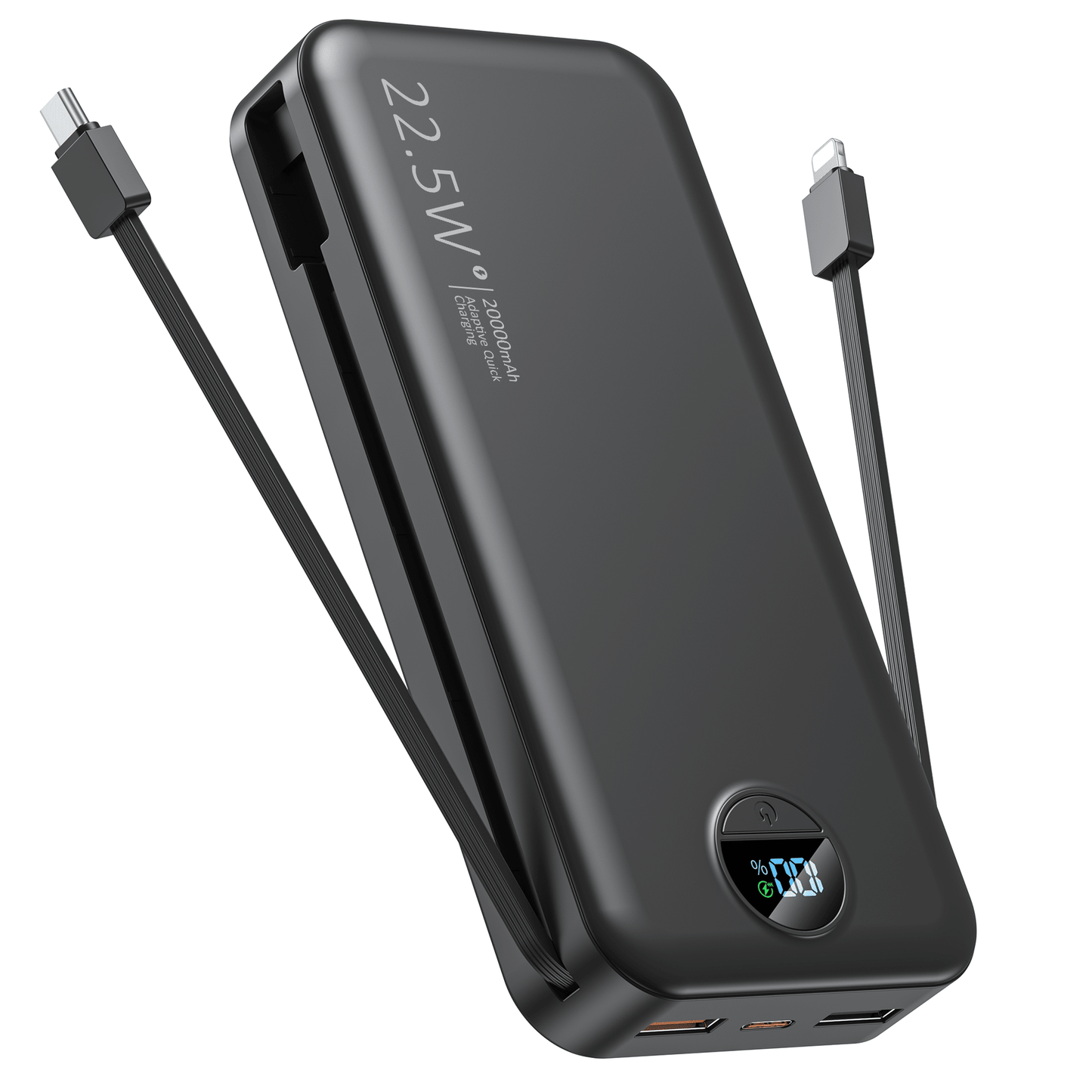 Portable Charger with Built in Cables, Portable Charger with Cords Wires Slim 20000mAh Travel Essentials Battery High Speed Power Bank for iPhone